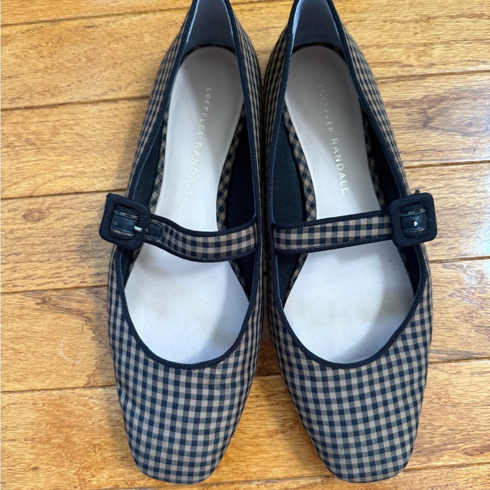Loeffler Randall Black and Tan Checkered Flats